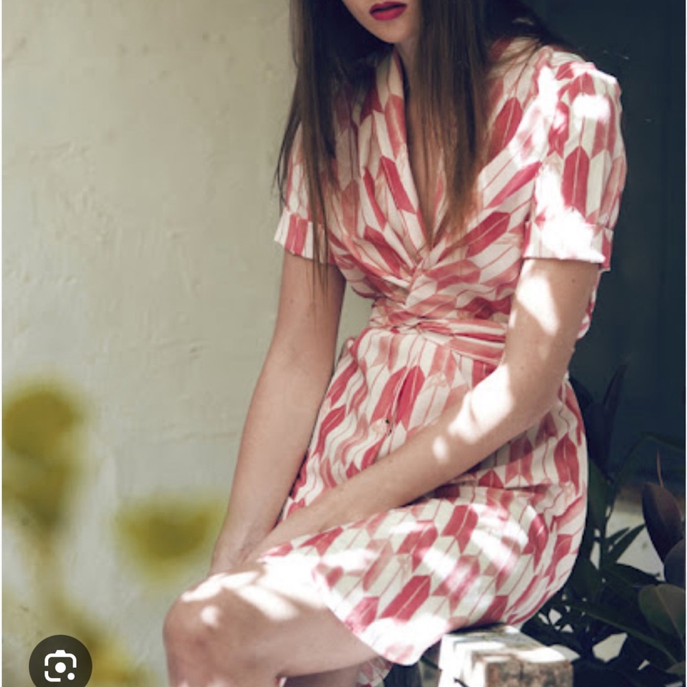 Heinui silk/cotton pink dress in ‘legs’ print. Made in Spain.